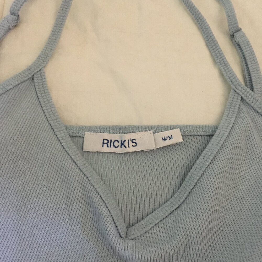 Ricki's Ice Blue Ribbed V-Neck Cotton Camisole Adjustable Straps - Picture 8 of 14